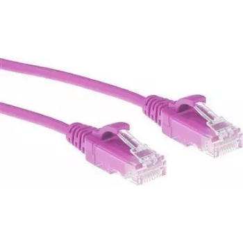 ACT Rosa 2 Meter LSZH U/UTP CAT6 Datacenter Slimline Patchkabel rastnasenfrei mit RJ45-Steckern