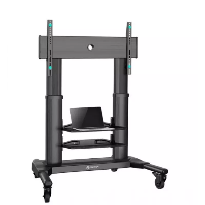 Mobiler TV-Ständer ONKRON TS2771-B für 40–80 Zoll Fernseher, schwarz, fahrbarer Bodenständer
