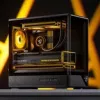 Computer case Jonsbo D200 midi-tower mATX tempered glass mini temp display Schwarz