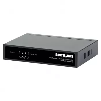 Gigabit 5xPoE Passthrough Switch, betrieben über PoE oder AC, 68W
