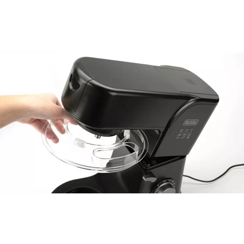 Küchenmaschine Schwarz & Decker BXKM1001E 1000W, 5,2-L-Edelstahlschüssel, 8 Geschwindigkeitsstufen, Knet- und Schlagfunktionen