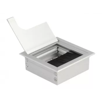 DeLOCK Kabeldurchführung für Tischmontage mit Bürste 80x80x28mm silber