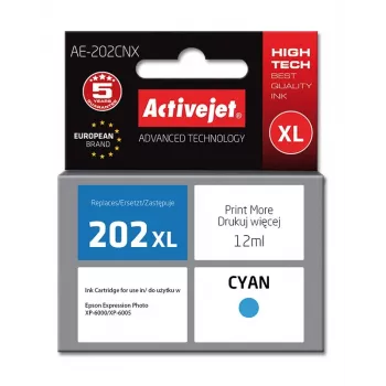 Activejet AE-202CNX Tinte (Ersatz für Epson 202XL H24010; Supreme; 12 ml; Cyan)