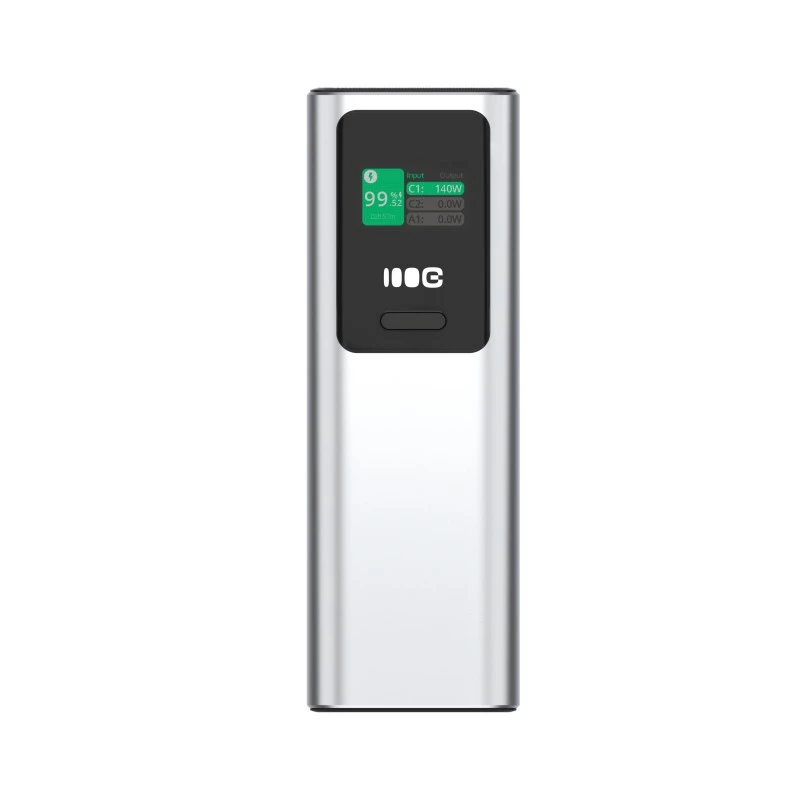 Tragbare Batterie Green Cell PBGC25UD, 25200 mAh, Li‑Ion, 140 W Gesamtleistung, 2× USB‑C + 1× USB‑A, OLED-Display, Aluminiumgehäuse