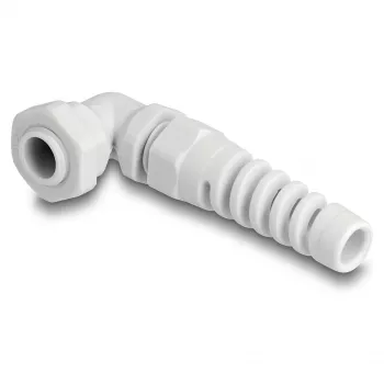 DeLOCK Kabelverschraubung 90° gewinkelt PG7 grau mit Zugentlastung