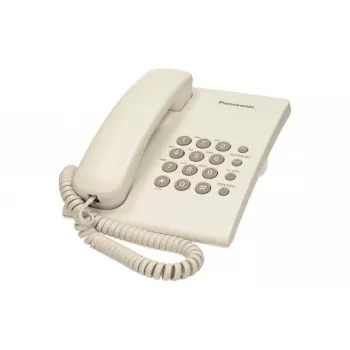 Analogtelefon Panasonic KX-TS500PDW — 16 Tasten, weiß, Tisch-/Wandmontage, 100 Einträge Telefonbuch