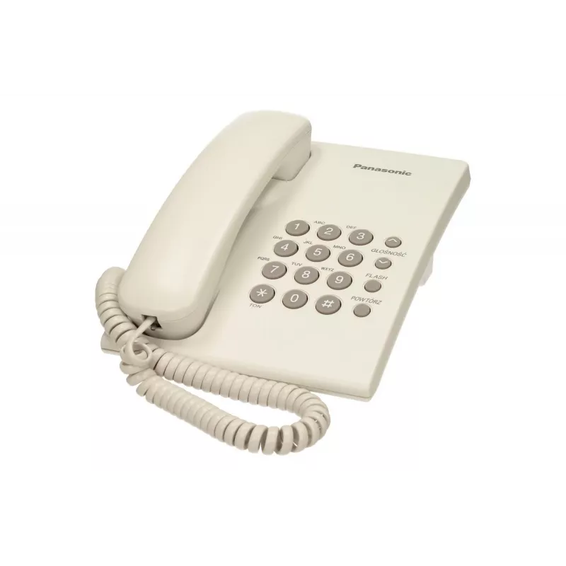 Analogtelefon Panasonic KX-TS500PDW — 16 Tasten, weiß, Tisch-/Wandmontage, 100 Einträge Telefonbuch