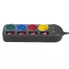 Mehrfachsteckdose MACLEAN MCE229B — 4 AC-Steckdosen, 2× USB-A, 1,5 m Kabel, 10 A, Typ F, Innenbereich, schwarz