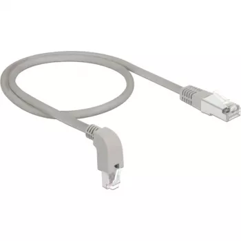 DeLOCK - Patchkabel - RJ-45 (M) nach unten abgewinkelt auf RJ-45 (M) - 50cm - S/FTP - CAT 6a - geschirmt, halogenfrei - Grau (85873)