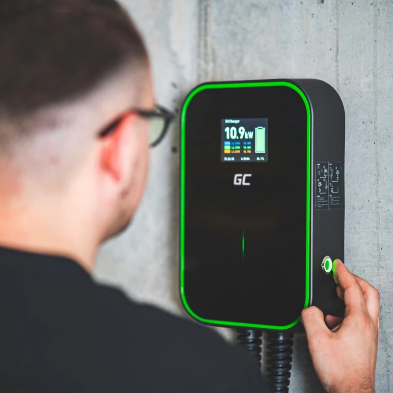 Elektrofahrzeug-Ladestation Grün Cell EV14 22 kW Schwarz Aluminium Wand