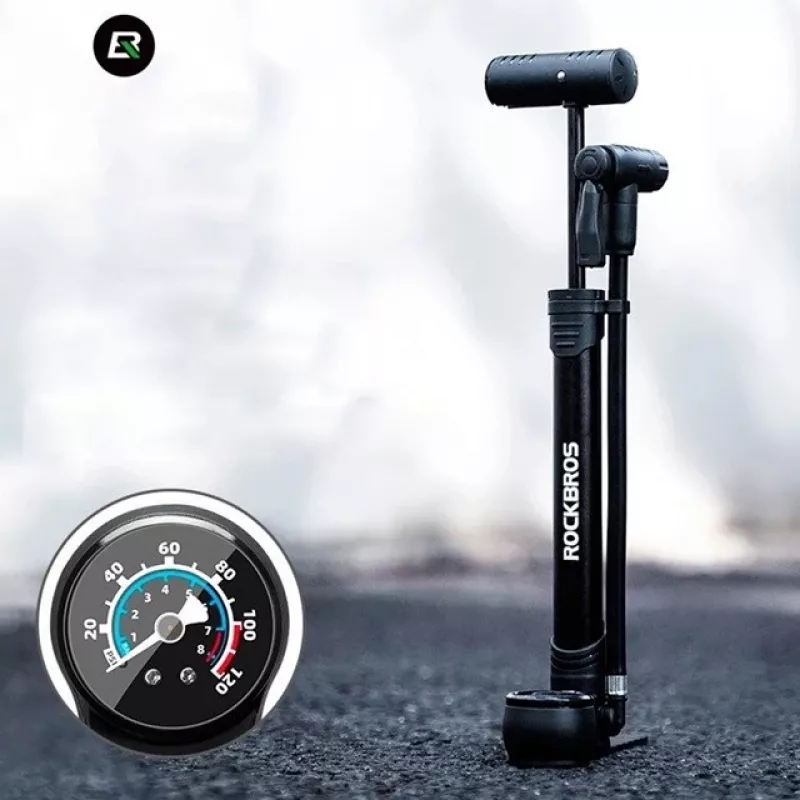 Rockbros 42310006001 Fahrrad-Handpumpe mit Manometer Schwarz