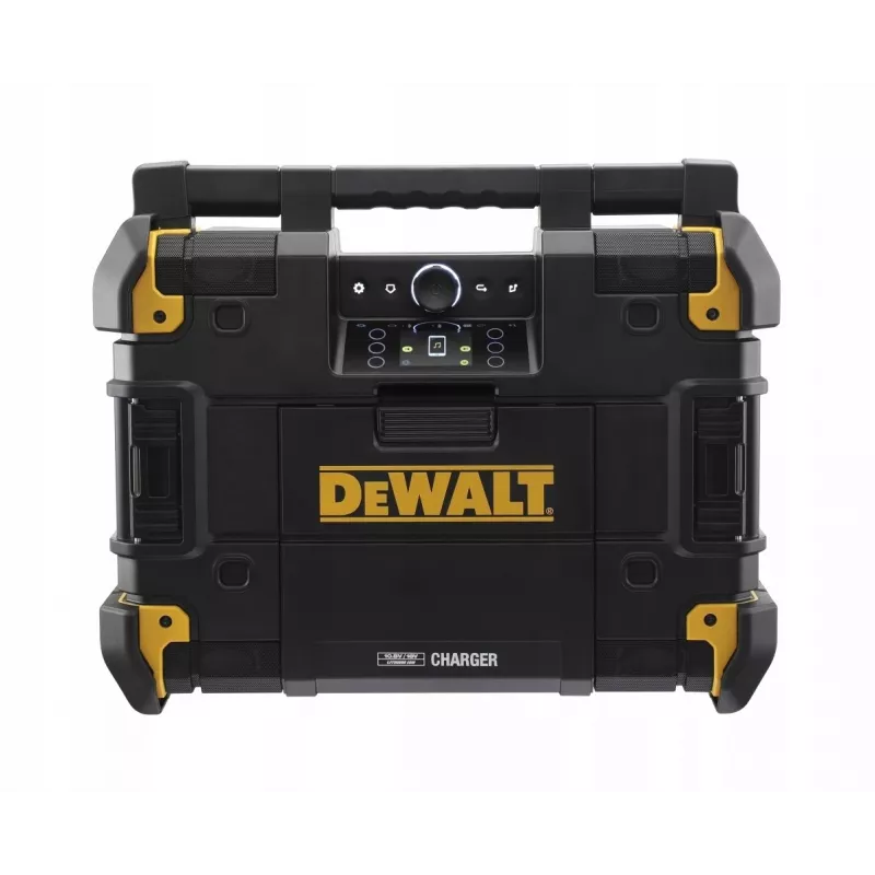 Tragbares Radio DeWalt DWST1-81078-QW — digitaler AM/FM-Tuner, LED-Anzeige, 4 Lautsprecher, AC/DC-Betrieb, USB-Anschluss, AUX-Ausgang