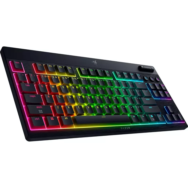 Razer | SchwarzWidow V4 Low-Profile Tenkeyless HyperSpeed | Tastatur | Kabellos | US | Bluetooth | Schwarz | Gelb Switches