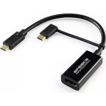 SpeaKa Professional SP-9015340 Video-Kabel-Adapter 0,15 m USB Type-C HDMI Schwarz (SP-9015340)