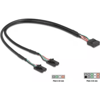 Internes USB-Kabel DELOCK 84513 — USB 2.0 4-Pin auf 10-Pin, 0,3 m, schwarz