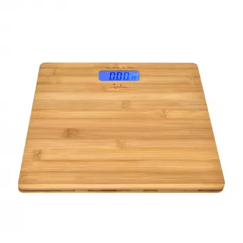Elektronische Personenwaage Jata HBAS1489 — 180 kg Kapazität, 100 g Genauigkeit, 10,2 cm LCD, Bambusplattform