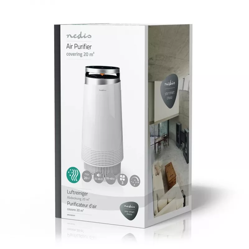 Nedis AIPU100CWT Luftreiniger 20 m² 50 dB 35 W Schwarz, Weiß