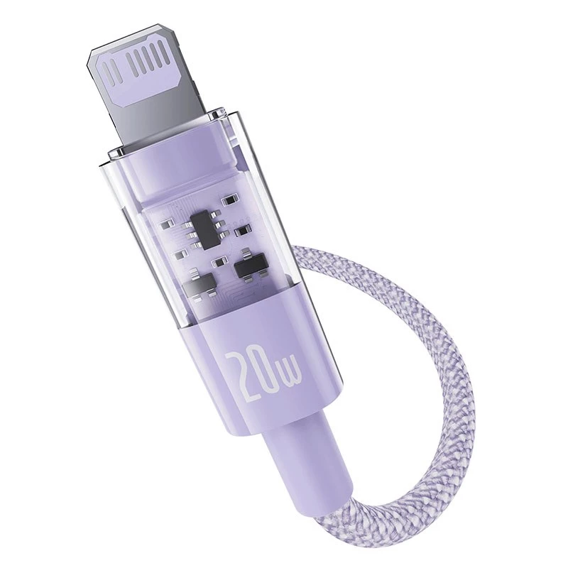 USB-C auf Lightning Schnellladekabel Baseus Gem 1 m 20 W Violett, Nylonummantelung, 7-Pin Lightning
