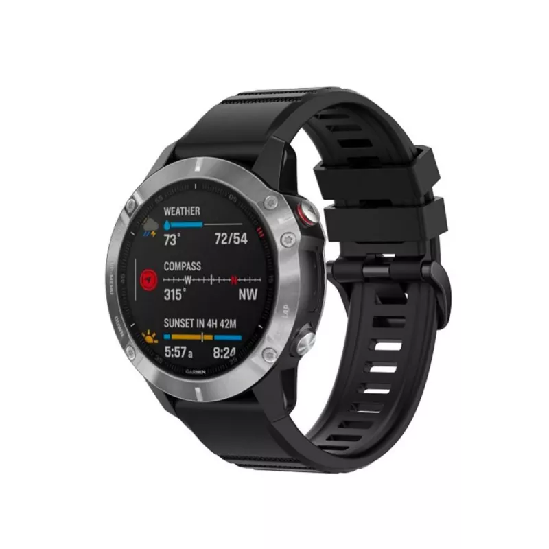 Silikonarmband FIXED für Garmin QuickFit 26mm Schwarz — Ersatz-Uhrenarmband 26 mm
