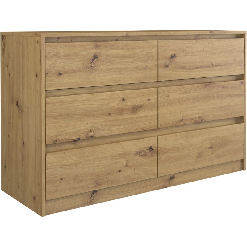Kommode Top e shop K120 ARTISAN 2X3, Eichenfinish, 6 Schubladen, 750×400×1200 mm