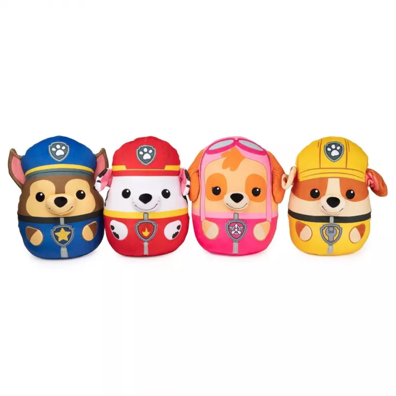 PAW Patrol Rubble Squish Plüschtier, offizielles Spielzeug aus der beliebten Zeichentrickserie, kuscheliges Stofftier für Kinder ab 1 Jahr, 30 cm