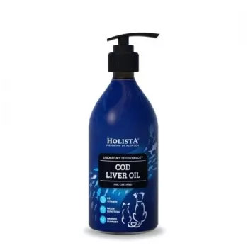 Flüssiges Lebertranöl 500 ml — HOLISTA natürliches Fischöl-Ergänzungsmittel, reich an Omega-3 und Vitaminen A und D
