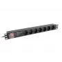 Stromverteilungseinheit LANBERG PDU-PRO-07F-0200-BK — 1U-Rack-PDU, 7 Typ-F-Steckdosen, 16 A, 2 m Kabel, schwarz