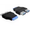 Delock Adapter USB 3.0 Pin Header Socket > 2 x USB 3.0 Socket - nebeneinander (65324)