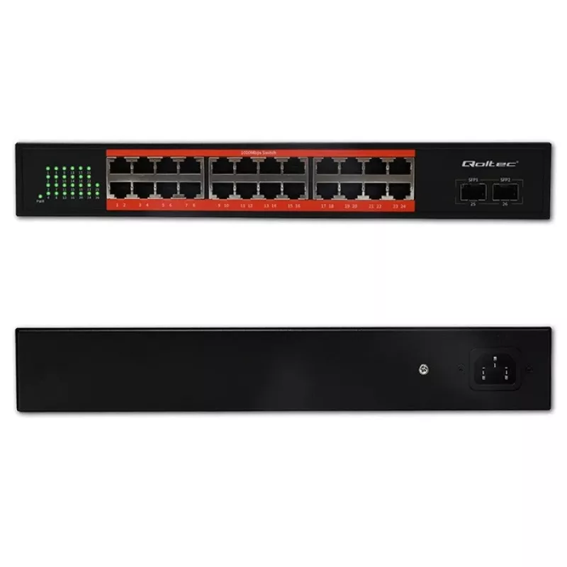 Netzwerk-Switch QOLTEC Gigabit Ethernet PoE 24xRJ45 2xSFP