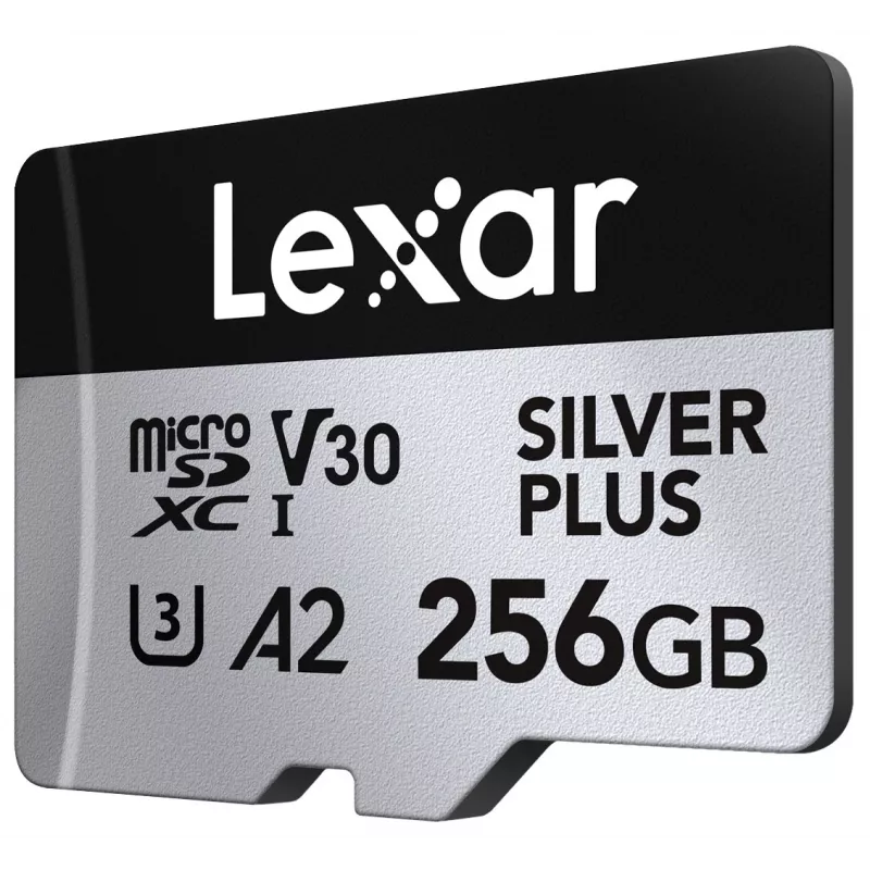 Speicherkarte microSD 256GB C10 A2 U3 V30 205/150MB/s Silver Plus