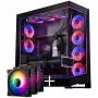 PHANTEKS NV Series NV7 E-ATX-Gehäuse, gehärtetes Glas, ARGB - schwarz & M25 Gen2 PWM D-RGB-Lüfter 3er-Pack - Reverse Blade, 140 mm + DRGB-Kit