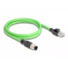 Netzwerkkabel DeLOCK M12 Kabel A-codiert 8-polig Stecker auf RJ45 Stecker PUR (TPU) 1 m