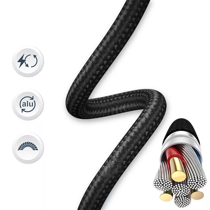 USB-C-Kabel Tellur TLL155791, 1 m, 3A, Schwarz