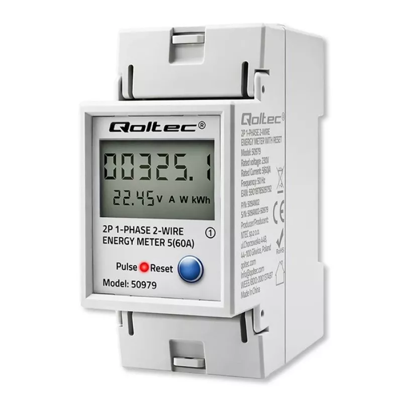 Energiezähler QOLTEC Einphasig DIN-Schiene 230V (MPN 50979)