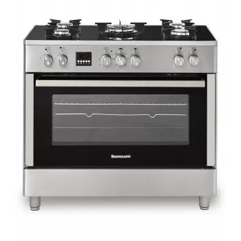 Freistehender Gas-Elektro-Herd Ravanson KWGE-K90, 5 Kochzonen, 90 cm, inox