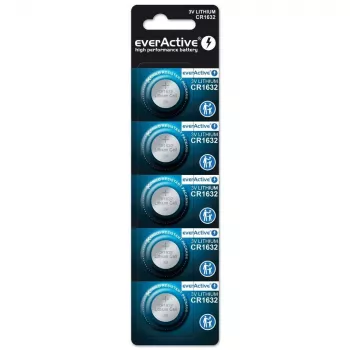 Batterie everActive CR1632 Lithium-Einweg-Knopfzelle 3 V — 5 Stück, 16 mm × 3,2 mm