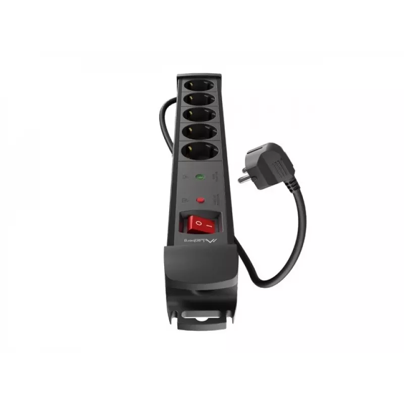 Stromverlängerungskabel Lanberg SP1-05F-0500-BK 5m 5 Schutzkontakt-Steckdosen Innenbereich Schwarz