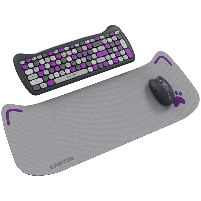 Kabelloses Tastatur- und Maus-Set CANYON HSET-W6 Kitty Edition – violett