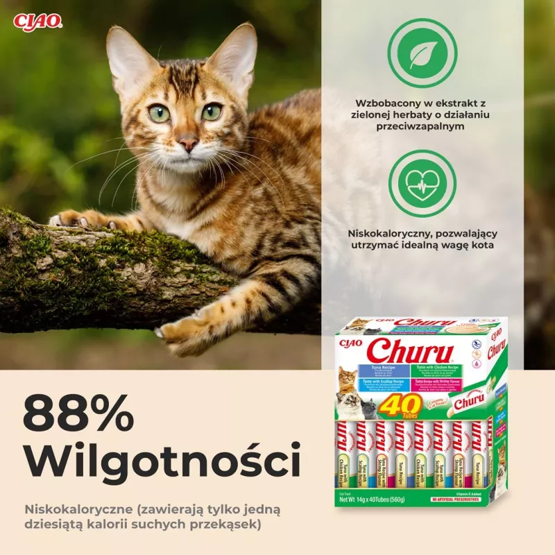Nassfutter-Snacks INABA Churu Variety Box — Thunfisch, 40 × 14 g Pastenbeutel, getreidefrei, glutenfrei