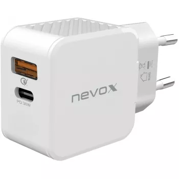 nevox USB PD Type C + USB QC 3.0 Ladegerät 30 Watt Weiß (2009)