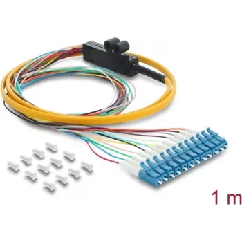 DELOCK 12x LC-UPC Simplex-Trunk auf 12x offenes Kabelende, Singlemode, 1 m