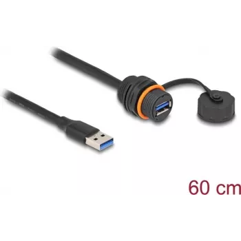 DeLOCK USB-Kabel USB Typ-A Stecker auf Buchse 5 Gbit/s 60 cm Schwarz IP68