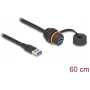 DeLOCK USB-Kabel USB Typ-A Stecker auf Buchse 5 Gbit/s 60 cm Schwarz IP68