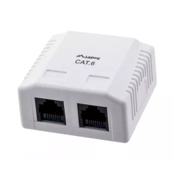 LANBERG Aufputzdose RJ-45 Cat6 OU6-0002-W weiß, 2 Buchsen, 30×54×57 mm