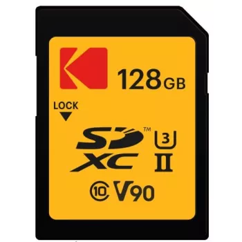 Speicherkarte Kodak EKMSD128GUHS2V2K SDXC UHS-II 128 GB, Lesen 300 MB/s, Schreiben 270 MB/s, U3 V90, Klasse 10