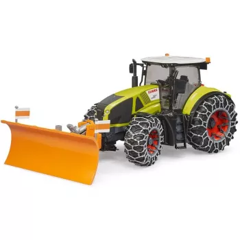 Spielzeugtrecker BRUDER Claas Axion 950 mit Schneeketten und Schneeschild, maßstabsgetreues Modell