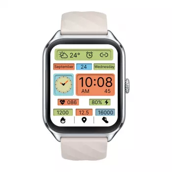 Smartwatch Zeblaze GTS 4 — 1,94 Zoll (4,93 cm) AMOLED 466×466 px, Touchscreen, Wi‑Fi, Metallgehäuse, Silikonarmband (Weiß)