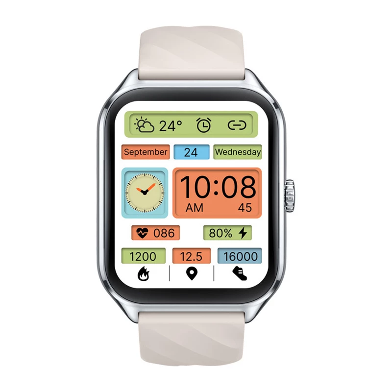Smartwatch Zeblaze GTS 4 — 1,94 Zoll (4,93 cm) AMOLED 466×466 px, Touchscreen, Wi‑Fi, Metallgehäuse, Silikonarmband (Weiß)
