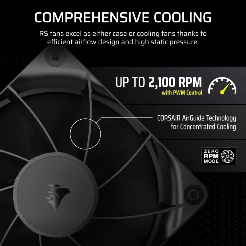 Fan Corsair RS120 12 cm Schwarz 420-2100 RPM 3 Stück