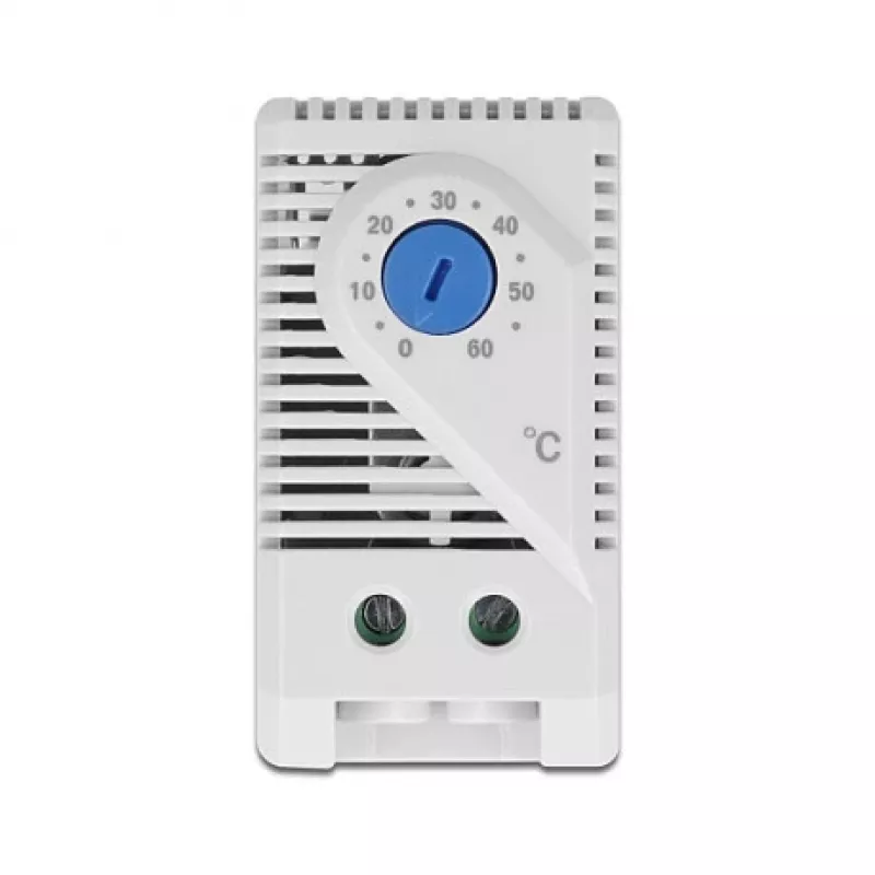 Thermostat DELOCK 66823, Kunststoffgehäuse IP20, 30 W, 250 V, 10 A, 43×60×33 mm, blau/grau